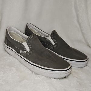 Vans Classic Slip-On Low Top Sneakers "Off The Wall" Grey Canvas M 6 / W 7.5